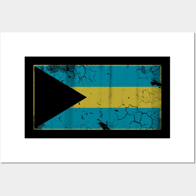 Vintage Bahamas Flag Home Vacation Family Wall Art by E